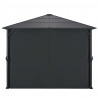 Altana ogrodowa z zasłonami, aluminiowa, 3 x 3 m, czarna