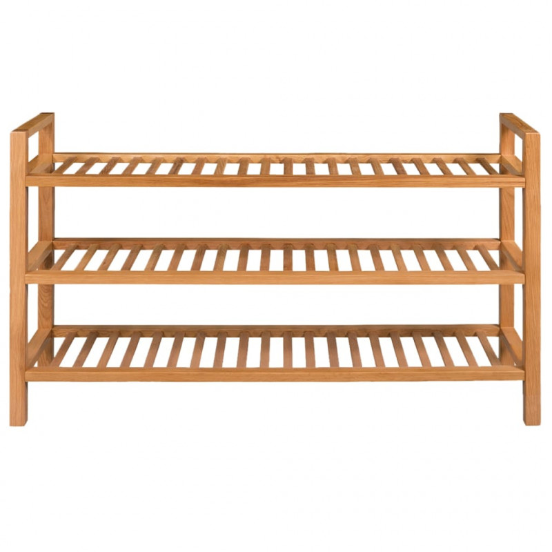 Stojak na buty z 3 półkami, 100x27x60 cm, lite drewno dębowe