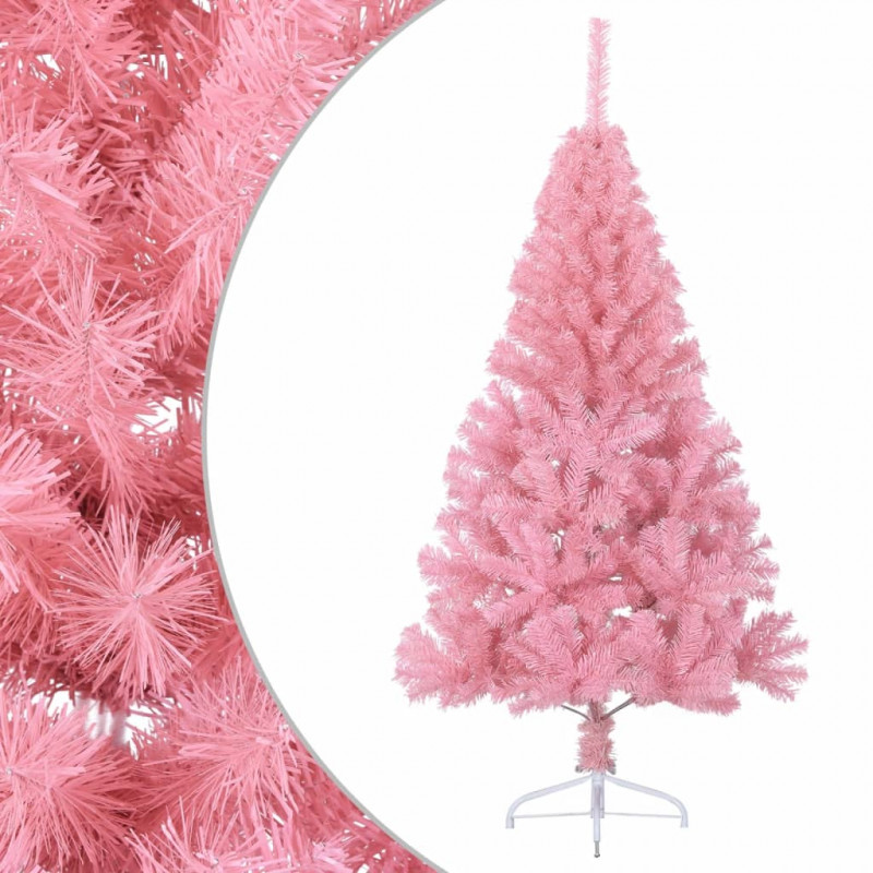 Sztuczna choinka połówka ze stojakiem, różowa, 150 cm, PVC