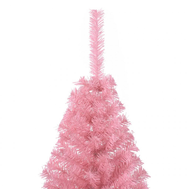 Sztuczna choinka połówka ze stojakiem, różowa, 150 cm, PVC