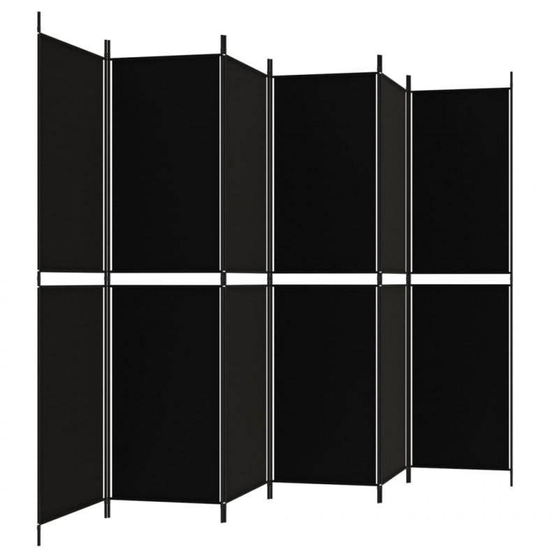 Parawan 6-panelowy, czarny, 300x200 cm, tkanina