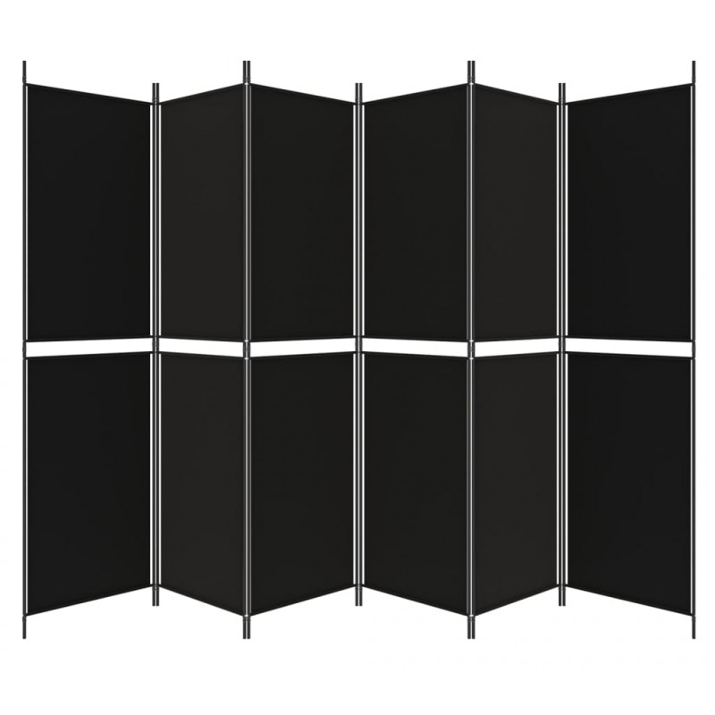 Parawan 6-panelowy, czarny, 300x200 cm, tkanina