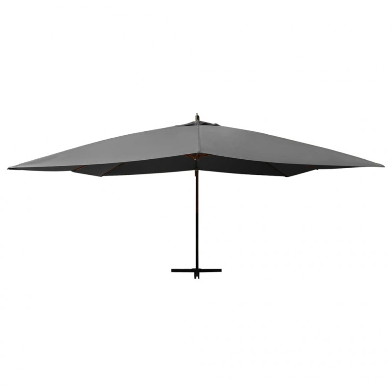 Wiszący parasol z drewnianym słupkiem, 400x300 cm, antracytowy