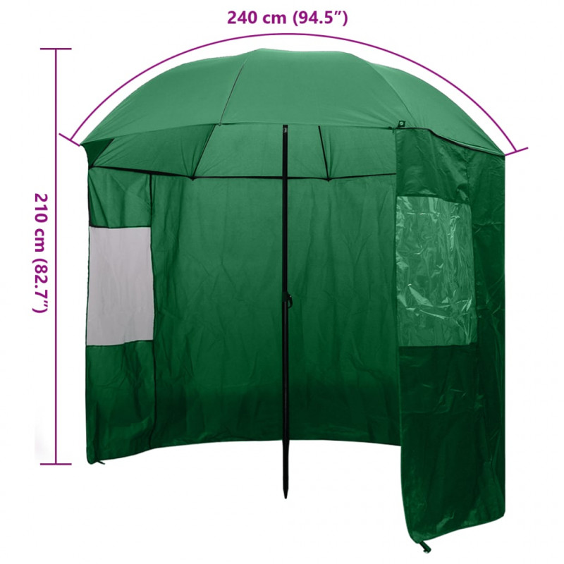 Parasol wędkarski / na ryby zielony, 240x210 cm