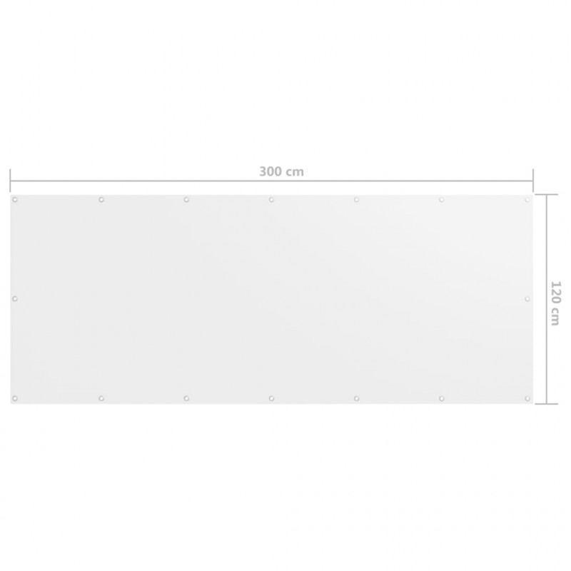 Parawan balkonowy, biały, 120x300 cm, tkanina Oxford