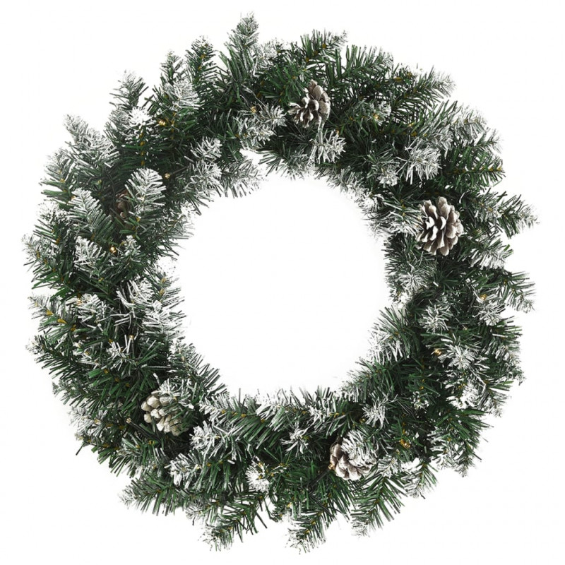 Wieniec świąteczny z lampkami LED, zielony, 45 cm, PVC