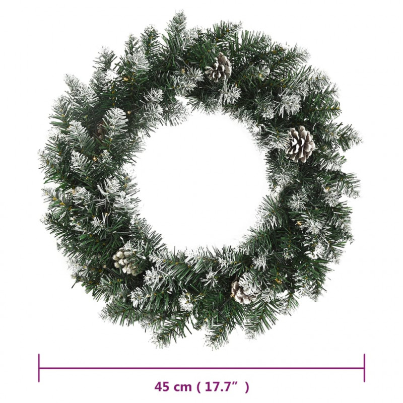 Wieniec świąteczny z lampkami LED, zielony, 45 cm, PVC