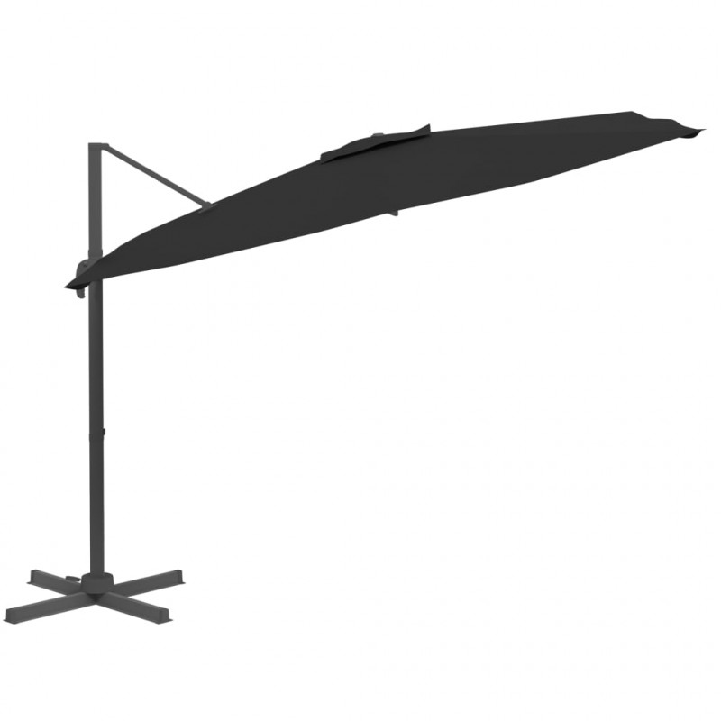 Wiszący parasol z LED, czarny, 400x300 cm