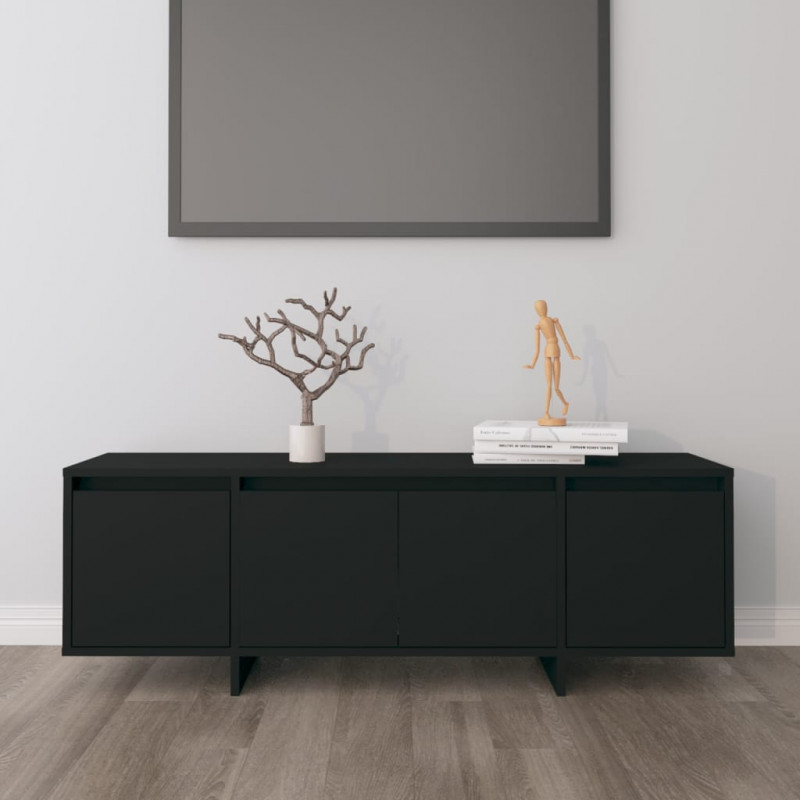 Szafka pod TV, czarna, 120x30x40,5 cm, materiał drewnopochodny