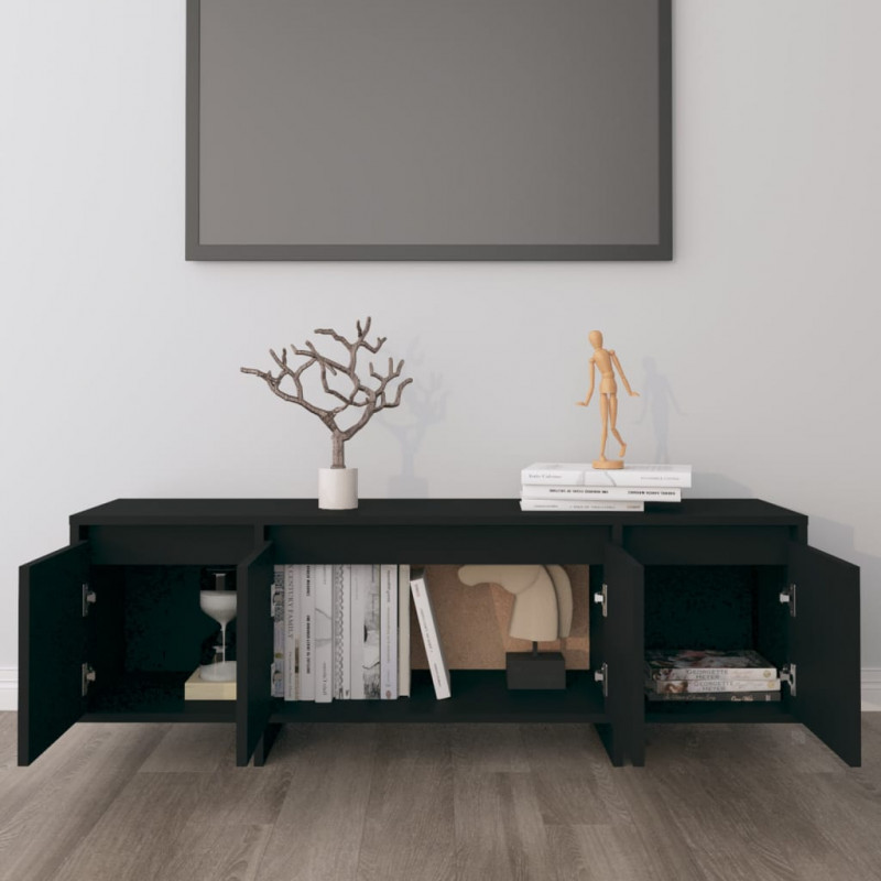 Szafka pod TV, czarna, 120x30x40,5 cm, materiał drewnopochodny