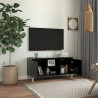 Szafka TV z drewnianymi nóżkami, czarna, 103,5x35x50 cm