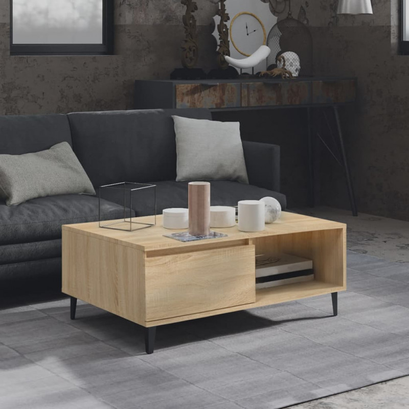 Stolik kawowy, dąb sonoma, 90x60x35 cm, materiał drewnopochodny