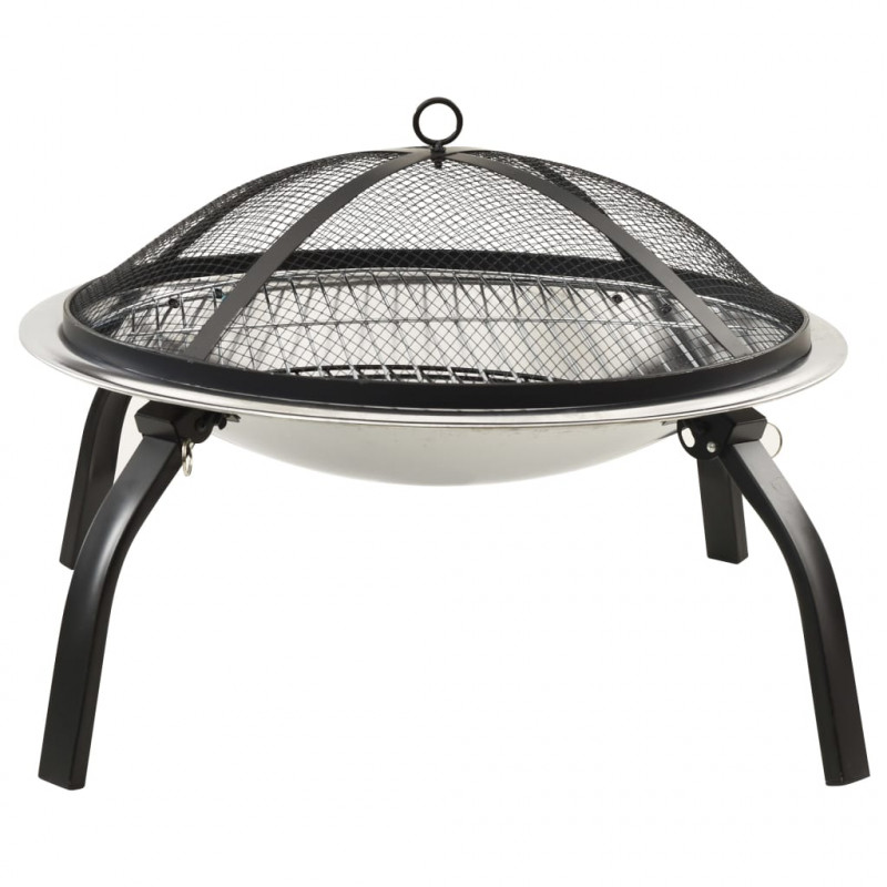 Palenisko i grill 2-w-1, z pogrzebaczem, 56x56x49 cm, stal