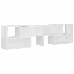 Szafka pod TV, biała, wysoki połysk, 149x30x52 cm