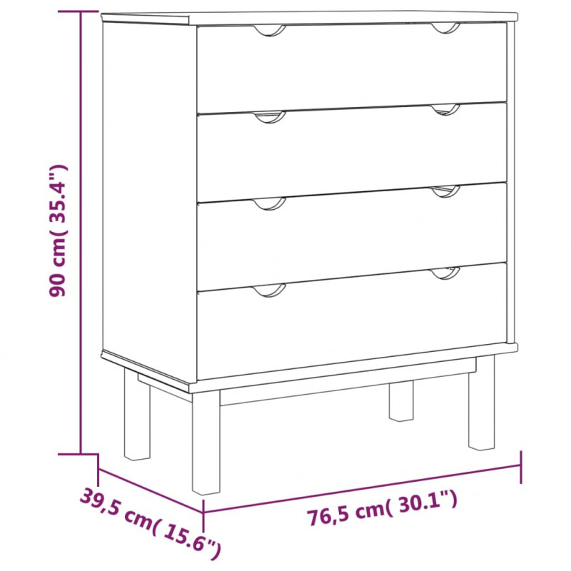 Komoda OTTA, 76,5x39,5x90 cm, lite drewno sosnowe