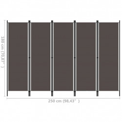 Parawan 5-panelowy, antracytowy, 250 x 180 cm