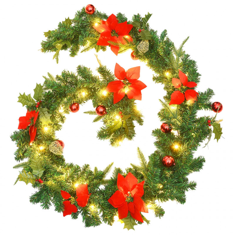 Świąteczna girlanda z lampkami LED, zielona, 2,7 m, PVC