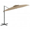 Wiszący parasol z podwójną czaszą, kolor taupe, 400x300 cm