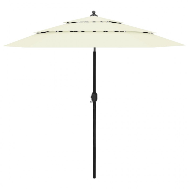 3-poziomowy parasol na aluminiowym słupku, piaskowy, 2,5 m