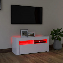 Szafka pod TV z oświetleniem LED, biała, 90x35x40 cm