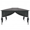Altana ogrodowa z zasłonami, aluminiowa, 4 x 3 x 2,6 m, czarna