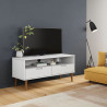 Szafka TV MOLDE, biała, 106x40x49 cm, lite drewno sosnowe