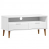 Szafka TV MOLDE, biała, 106x40x49 cm, lite drewno sosnowe