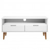 Szafka TV MOLDE, biała, 106x40x49 cm, lite drewno sosnowe