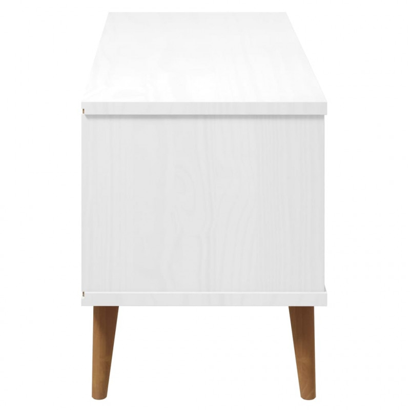 Szafka TV MOLDE, biała, 106x40x49 cm, lite drewno sosnowe