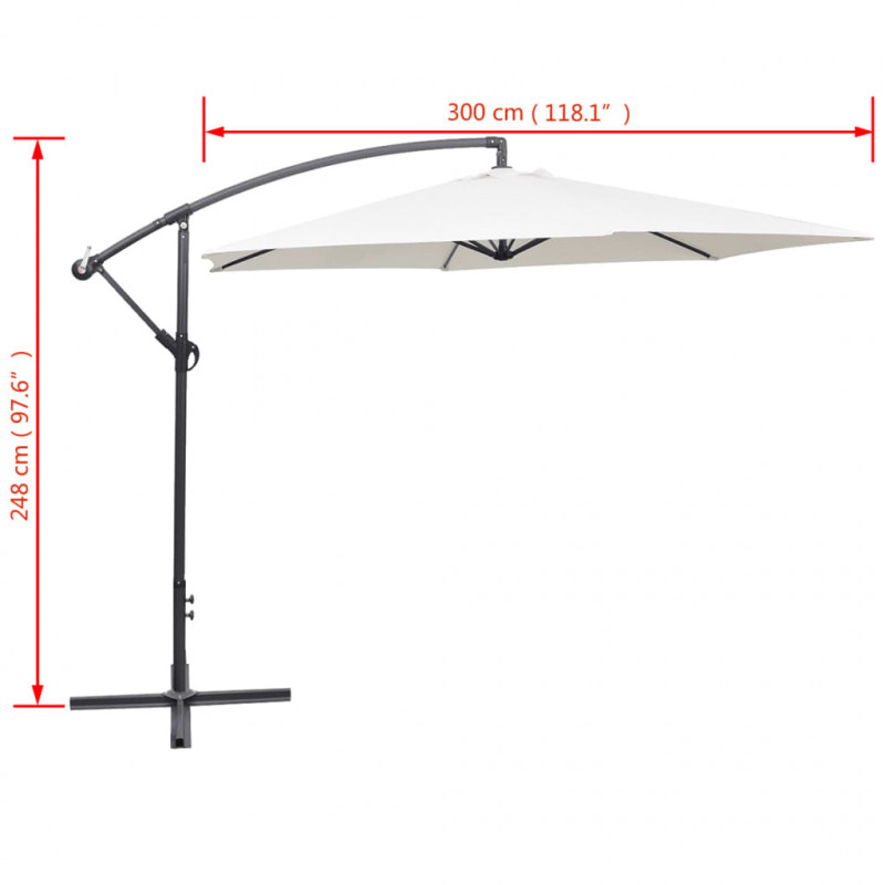 Parasol na wysięgniku 3 m, piaskowy