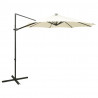 Parasol wiszący z lampkami LED i słupkiem, 300 cm, piaskowy