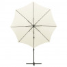 Parasol wiszący z lampkami LED i słupkiem, 300 cm, piaskowy