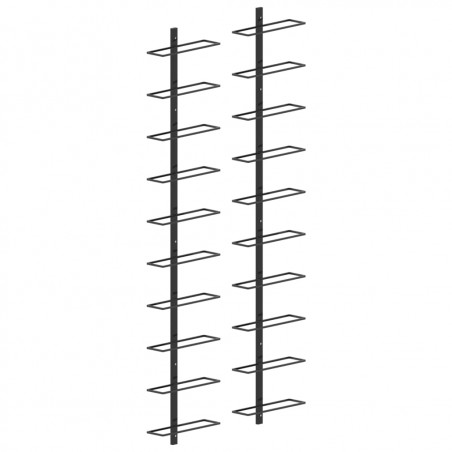 Ścienne uchwyty na 20 butelek wina, 2 szt., czarne, metalowe