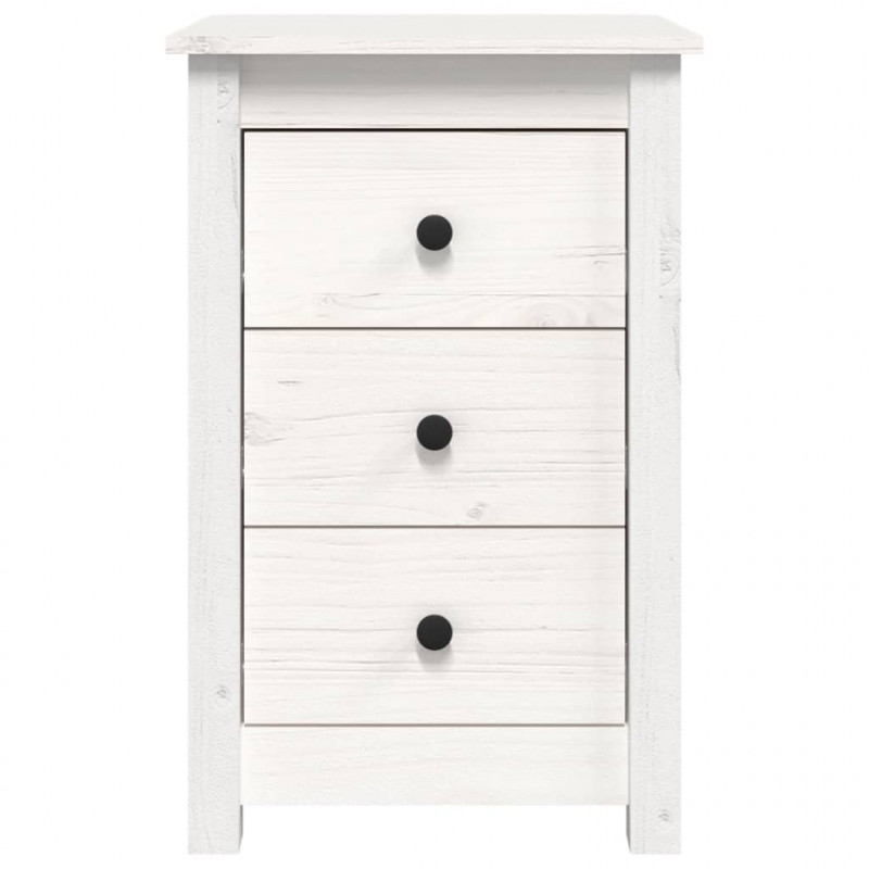 Szafki nocne, 2 szt., biały, 40x35x61,5 cm, lite drewno sosnowe