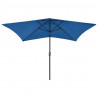 Parasol ogrodowy z LED i stalowym słupkiem, niebieski, 2x3 m