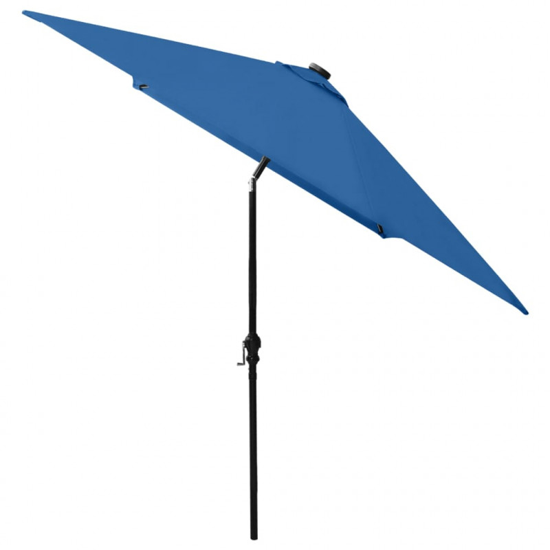 Parasol ogrodowy z LED i stalowym słupkiem, niebieski, 2x3 m