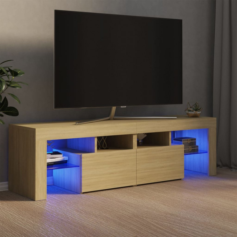 Szafka TV z oświetleniem LED, dąb sonoma, 140x36,5x40 cm