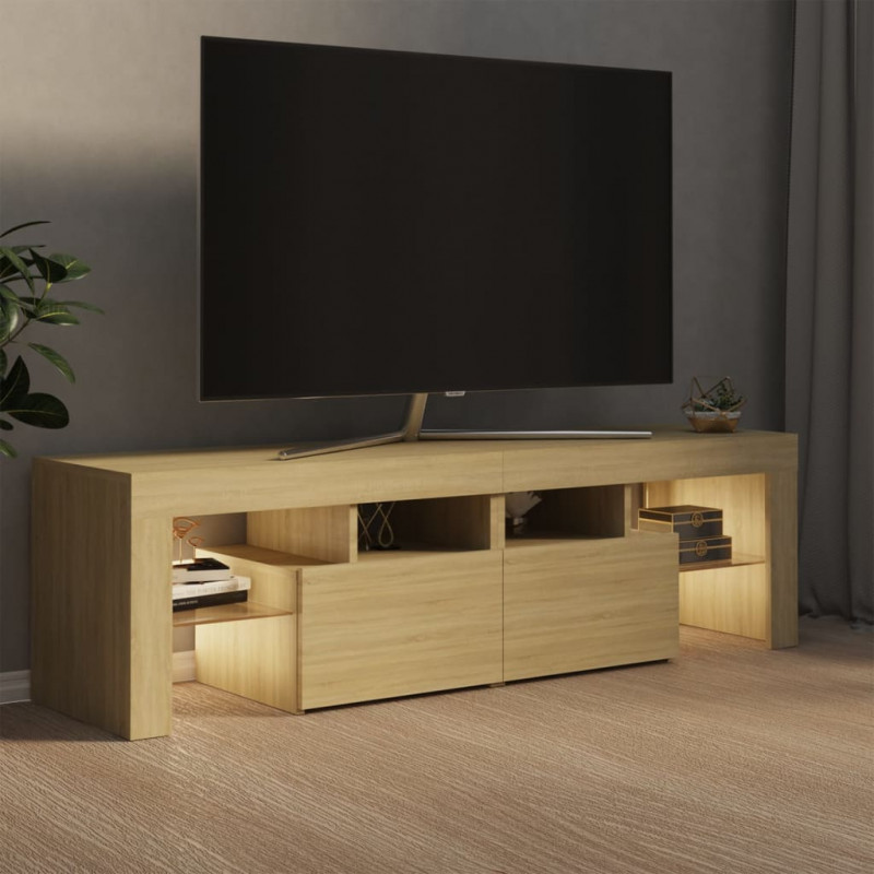 Szafka TV z oświetleniem LED, dąb sonoma, 140x36,5x40 cm