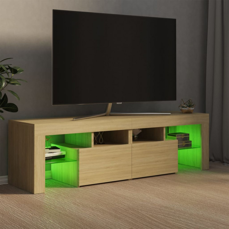 Szafka TV z oświetleniem LED, dąb sonoma, 140x36,5x40 cm