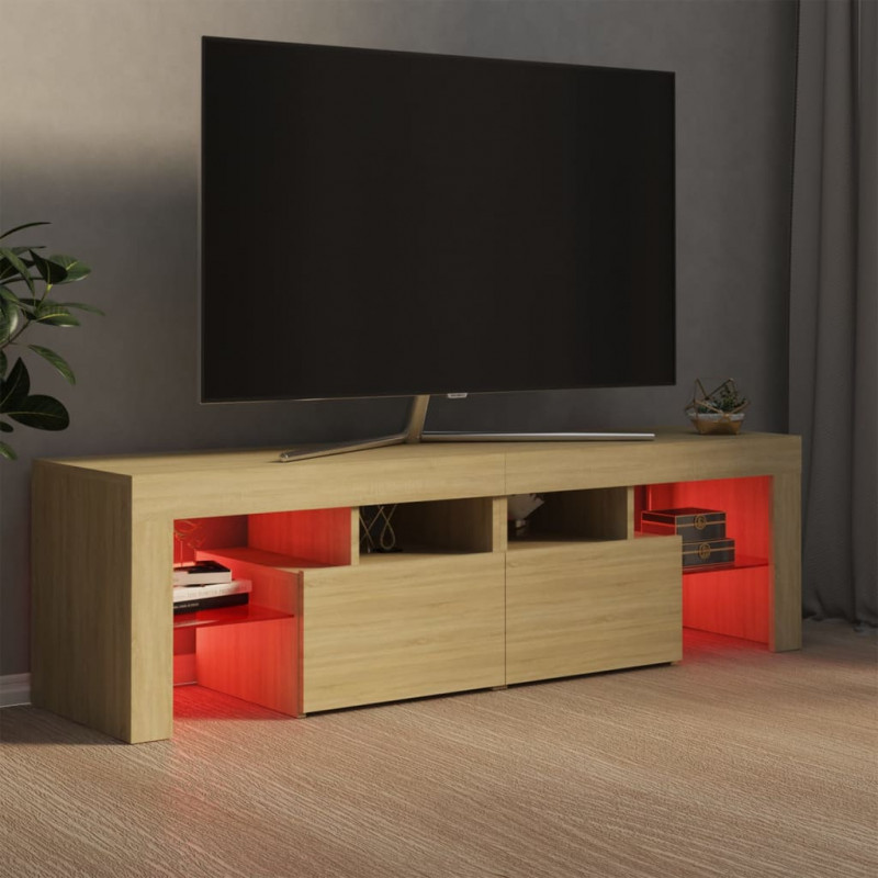 Szafka TV z oświetleniem LED, dąb sonoma, 140x36,5x40 cm