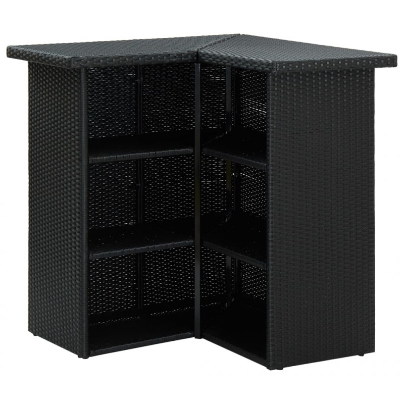 Narożny stolik barowy, czarny, 100x50x105 cm, rattan PE