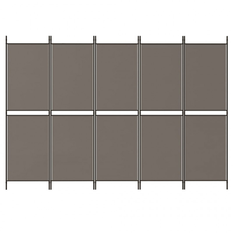 Parawan 5-panelowy, antracytowy, 250 x 180 cm, tkanina