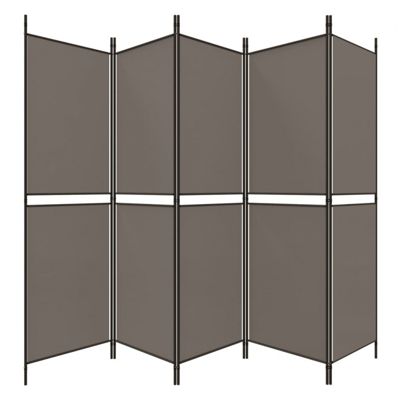 Parawan 5-panelowy, antracytowy, 250 x 180 cm, tkanina