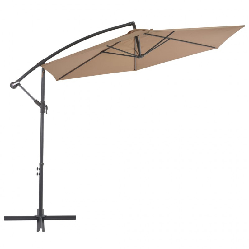 Parasol wiszący z aluminiowym słupkiem, 300 cm, taupe