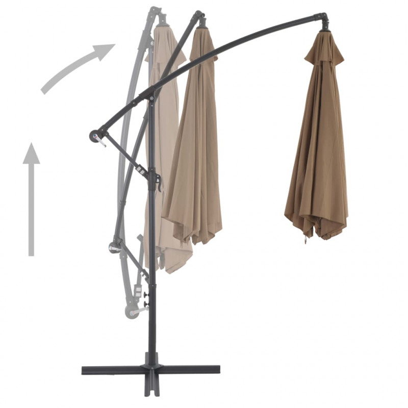 Parasol wiszący z aluminiowym słupkiem, 300 cm, taupe