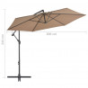 Parasol wiszący z aluminiowym słupkiem, 300 cm, taupe