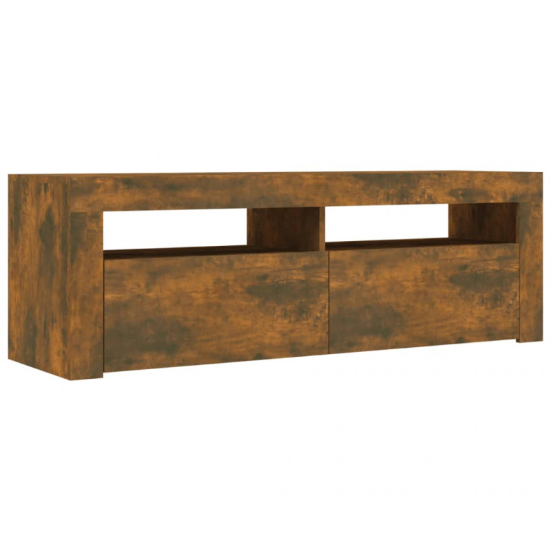 Szafka pod TV z oświetleniem LED, przydymiony dąb, 120x35x40 cm