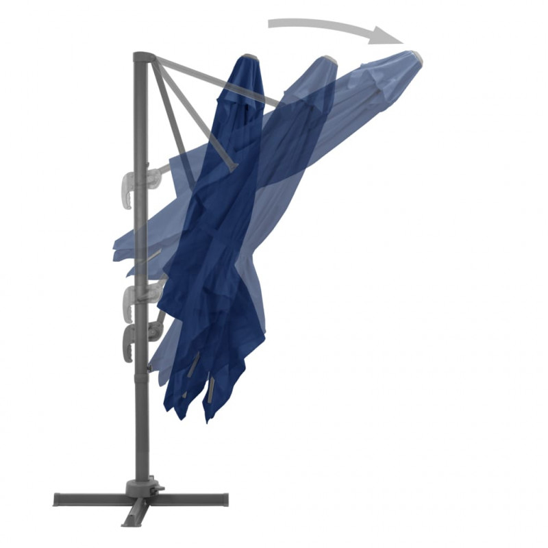 Parasol wiszący z aluminiowym słupkiem, 3x3 m, niebieski