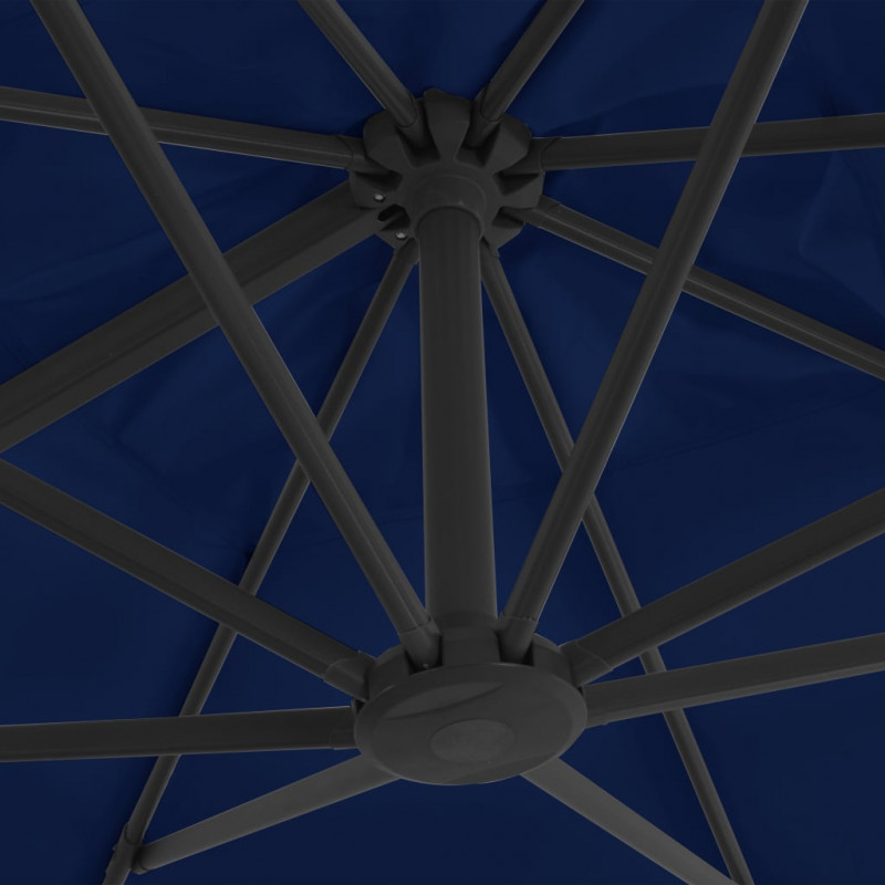 Parasol wiszący z aluminiowym słupkiem, 3x3 m, niebieski