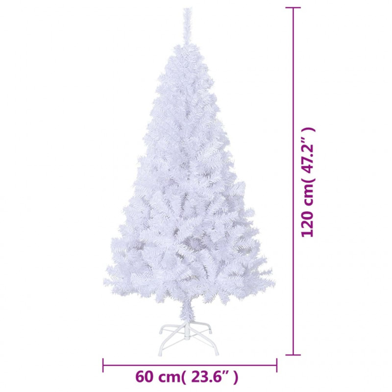 Sztuczna choinka o grubych gałązkach, biała, 120 cm, PVC